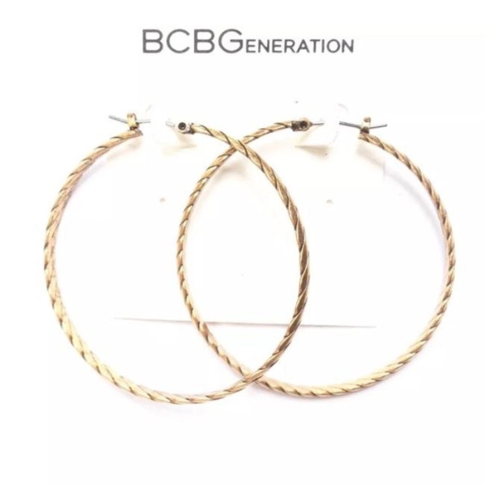 BCBGENERATION ANTIQUE GOLD TONED HOOP LOOP BOHO
